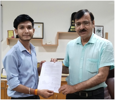 Student selected for internship by MGNCRE, Ministry of Education, Govt of India